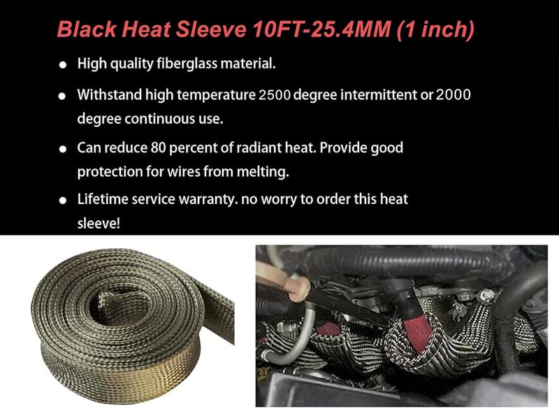 Ummickl Store Heat Shield Sleeve Fuel Line Heat Shield Auto Hose Spark Plug Wire Cover Protectors Boots Roll 2500 Degree for Car&Auto Wire Loom Brake Cable (1" IDX10', Titanium) - Image 4